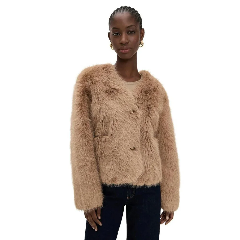 Size 14 Heavyweight Faux Fur Jacket with Welt Pockets